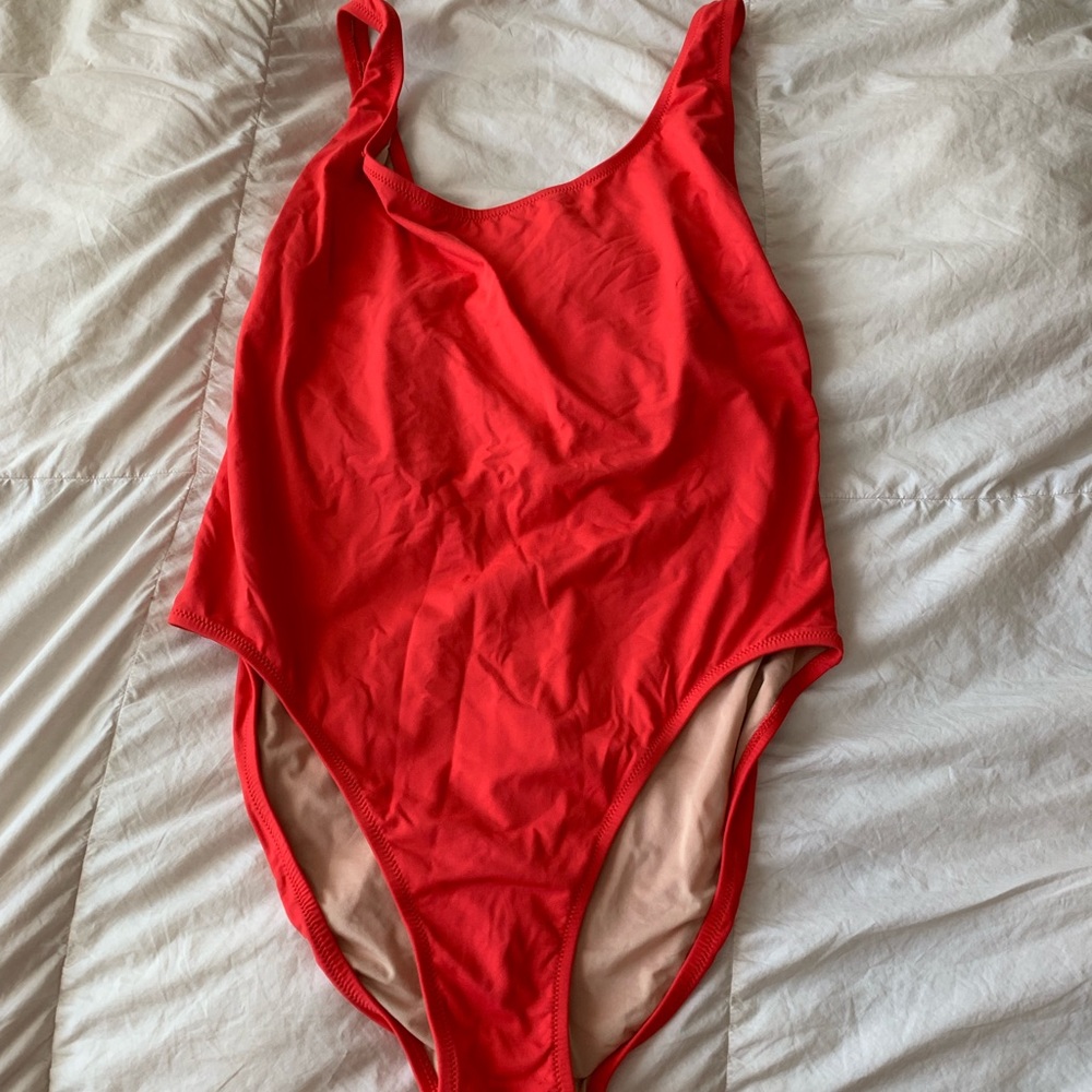 JCREW BAYWATCH PLUNGE BACK SCOOP NECK BATHING SUIT
